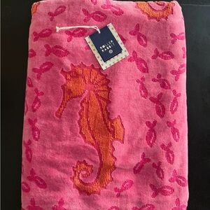 Roller Rabbit Pink and Orange Seahorse Beach Towel